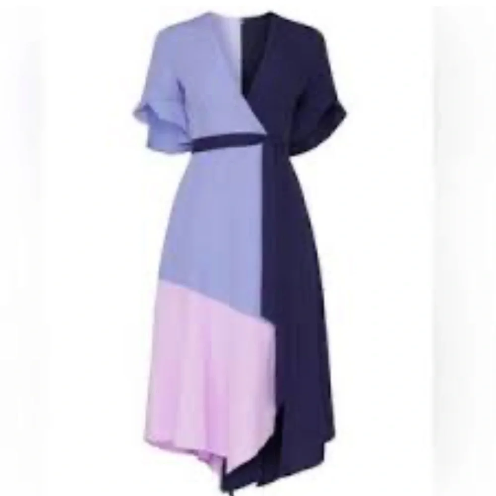 Anthropologie x Hutch Colorblock Faux Wrap Midi dress women sizes: S, M